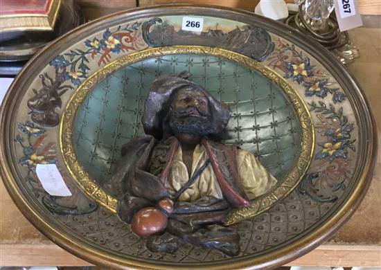 German relief figurative pottery plaque (Musterschutz)